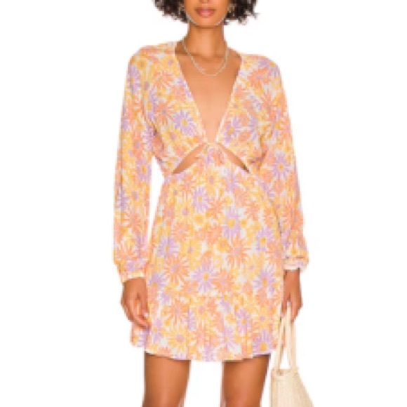 L*SPACE Feelin' Fine Mini Dress Oopsie Daisy Cut Out Yellow Floral Size M - Picture 1 of 1